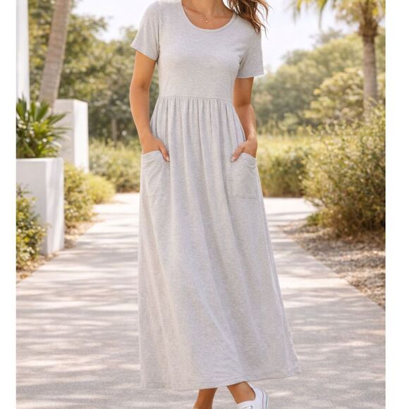 Eddie Bauer Dresses & Skirts - Vintage Y2K Eddie Bauer Cotton Pocket Maxi Dress M Cream Lagenlook Granolagore